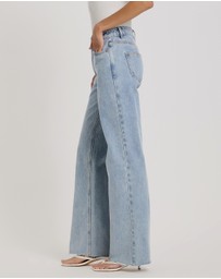 Atmos&Here - Myra Straight Leg Raw Hem Jeans