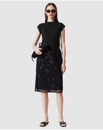 & Other Stories - Floral-Appliqué Mesh Midi Skirt