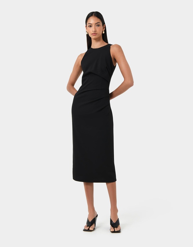 Forcast - Leah Side Ruched Midi Dress