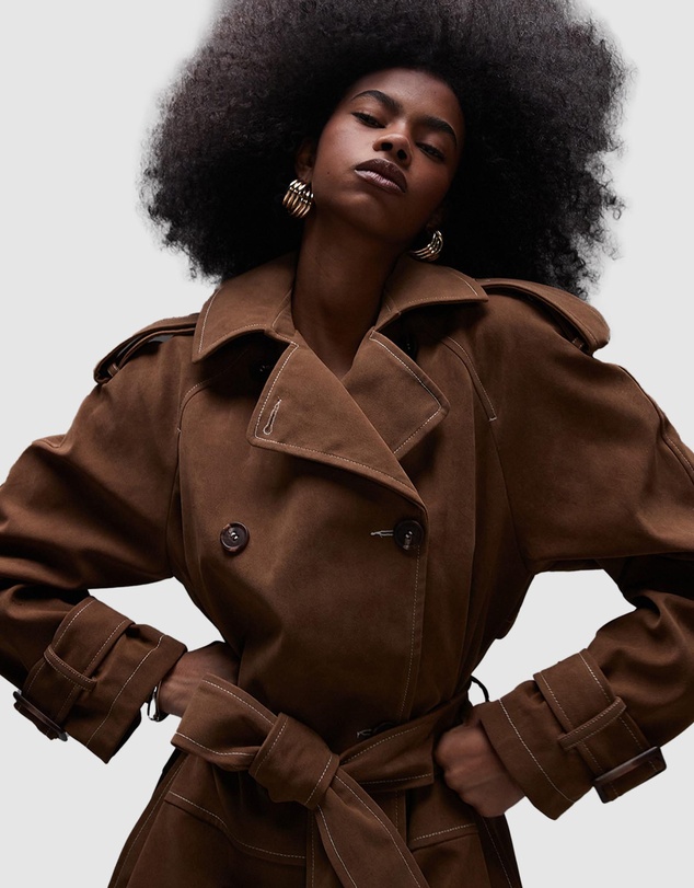 TOPSHOP - Longline Oversized Faux Suede Trench Coat