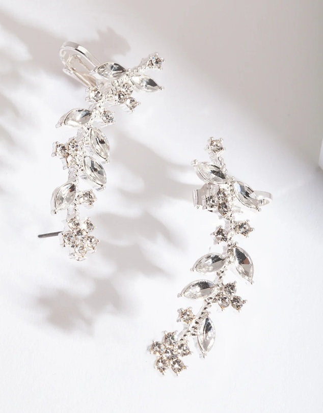 Lovisa - Silver Diamante Leaf Ear Cuff