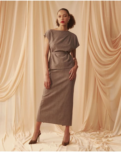 Forcast - Loretta Pleat Belted Top