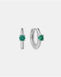 Ania Haie - Silver Green Huggie Hoop Earrings