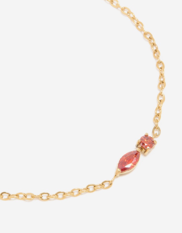 Lovisa - Waterproof Gold Plated Stainless Steel July Red Cubic Zirconia Birthstone Bracelet