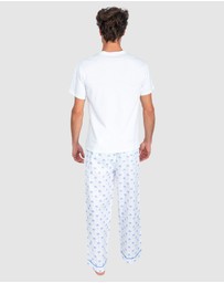 Sant And Abel - Men's Blue Palm Tree Pajama Pants