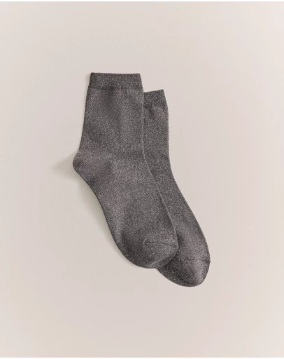 Trenery - Metallic Rib Crew Sock in Cinder