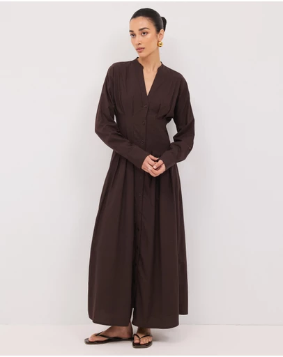 Calli - Jaik Tucked Waist Maxi Shirt Dress
