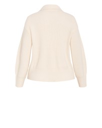 City Chic - Plus size Star Alley Collared Jumper - milk