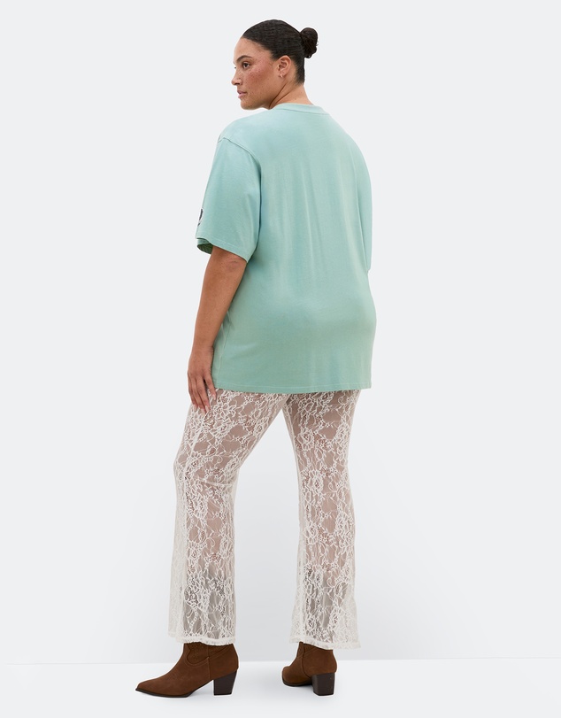 City Chic - Plus size Indigo Cactus Oversized Cotton Tee - sage