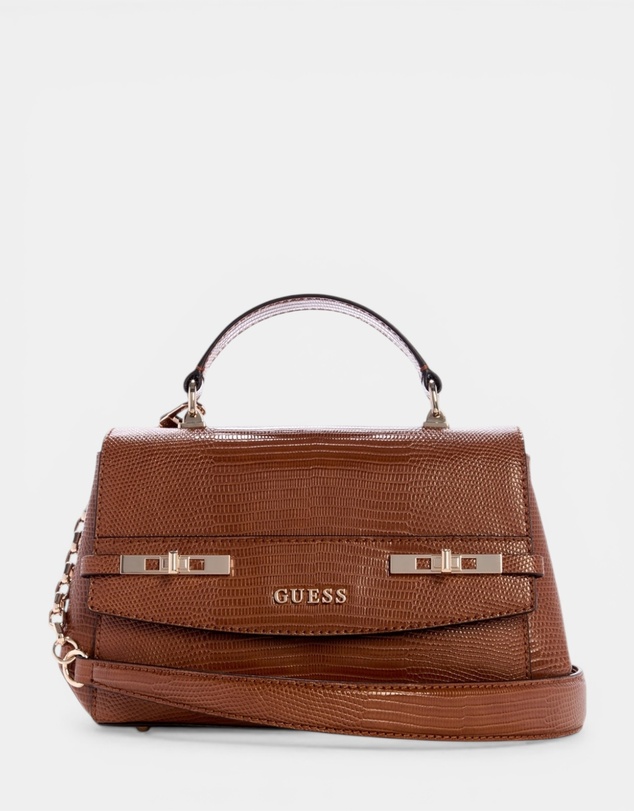 GUESS - Brown Melinda Top Handle Flap Bag