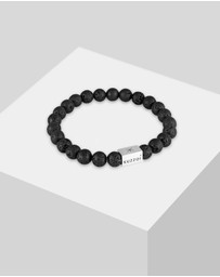 Kuzzoi - ICONIC EXCLUSIVE - Bracelet Men Lava Gemstone Bead Rectangle Trend in 925 Sterling Silver