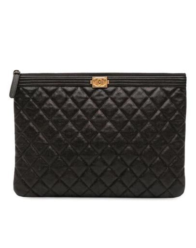 Pre-Loved by Azura Reborn - Pre-Loved Medium Quilted Caviar Boy O Case Clutch