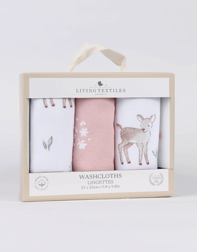 Living Textiles - 3 Pack Wash Cloths - Fawn Fables