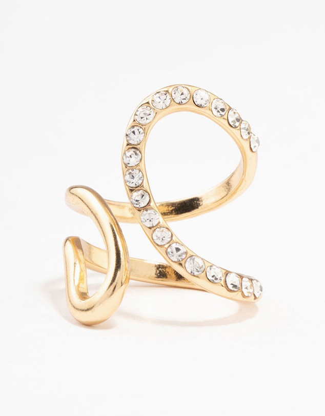 Lovisa - Gold Plated Diamante Trail Swirl Ring