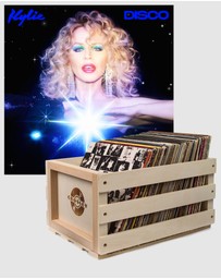 Universal Music - Crosley Record Storage Crate & Kylie Disco - Black Vinyl Album Bundle