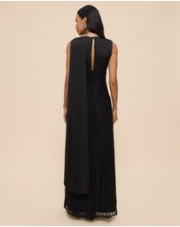 CHANCERY - Nia Self Scarf Satin and Lace Maxi Dress