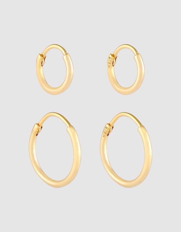 Kuzzoi - ICONIC EXCLUSIVE - Earrings Creole Set Duo Basic in 925 Sterling Silver Gold Plated