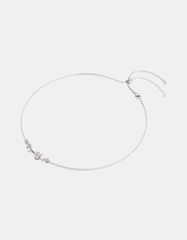 Swarovski - Constella Necklace, Crystal Pearl, Round Cuts, White, Rhodium Plated