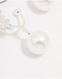 Lovisa - Silver Plated Cubic Zirconia Pearl Vine Hoop Earrings