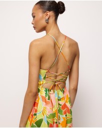 AERE - Emina Linen Tie Back Midi Dress