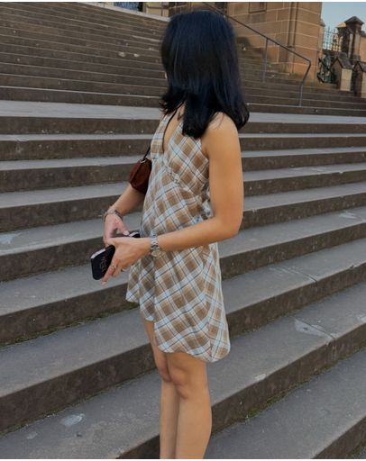 Light Blue & Brown Check