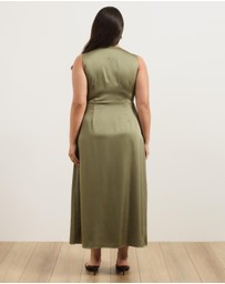 Atmos&Here Curvy - Jasmine Lace Trim Satin Midi Dress