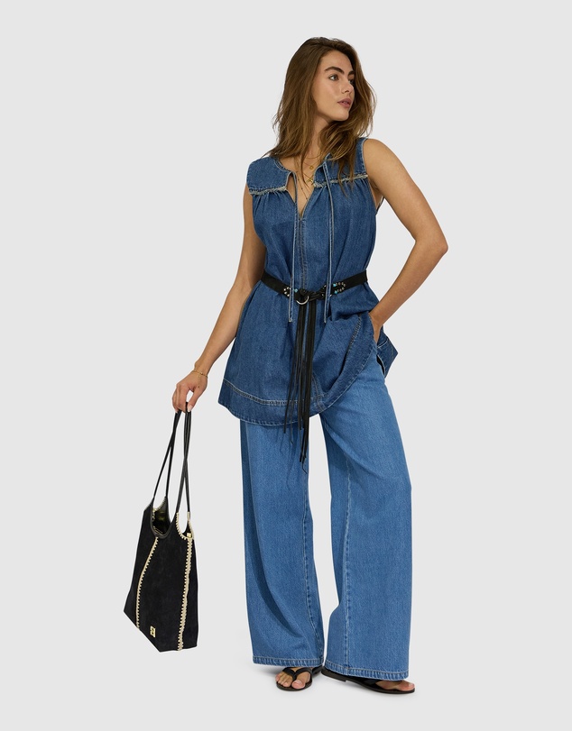 Belle & Bloom - Ready For Your Love Denim Washed Wide Leg Pant