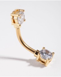 Lovisa - Titanium Gold Double Cubic Zirconia Square Belly Ring