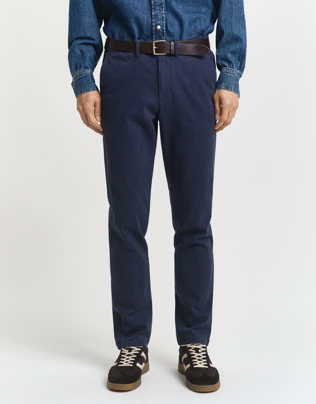 Gant - Slim Fit Cotton Herringbone Pants