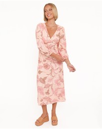 Petal & Pup - Kolby Long Sleeve Midi Dress - Pink Floral