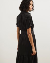 Atmos&Here - Margot Satin Short Sleeve Midi Dress