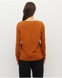 JH Lounge - JHL V-Neck L/S T (Fine Cotton Cashmere) Tobacco