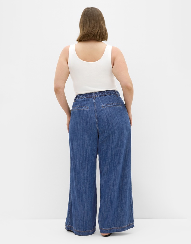 City Chic - Plus size Freya Oversized Wide Leg Jean - mid wash