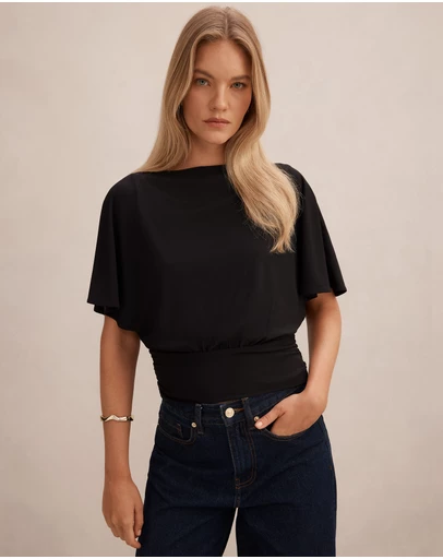 Forever New - Piper Cinched Flutter Sleeves Top