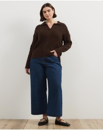 Atmos&Here Curvy - Faye Cable Knit Pullover With Collar