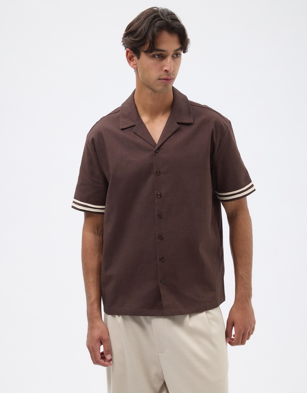 AERE - Contrast Linen Blend Shirt
