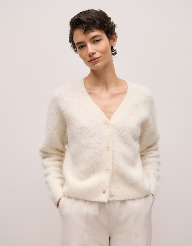 Trenery - Brushed Alpaca Cardigan in Marshmallow