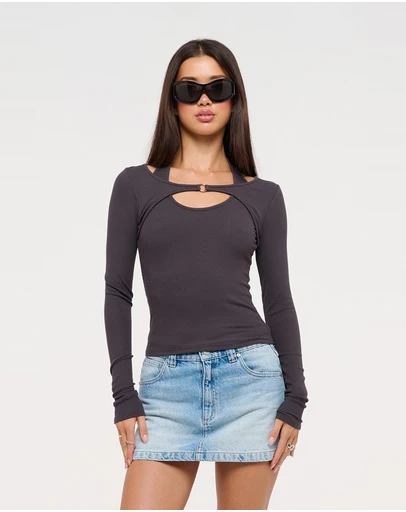 Abrand - Pixie Halter Long Sleeve Top