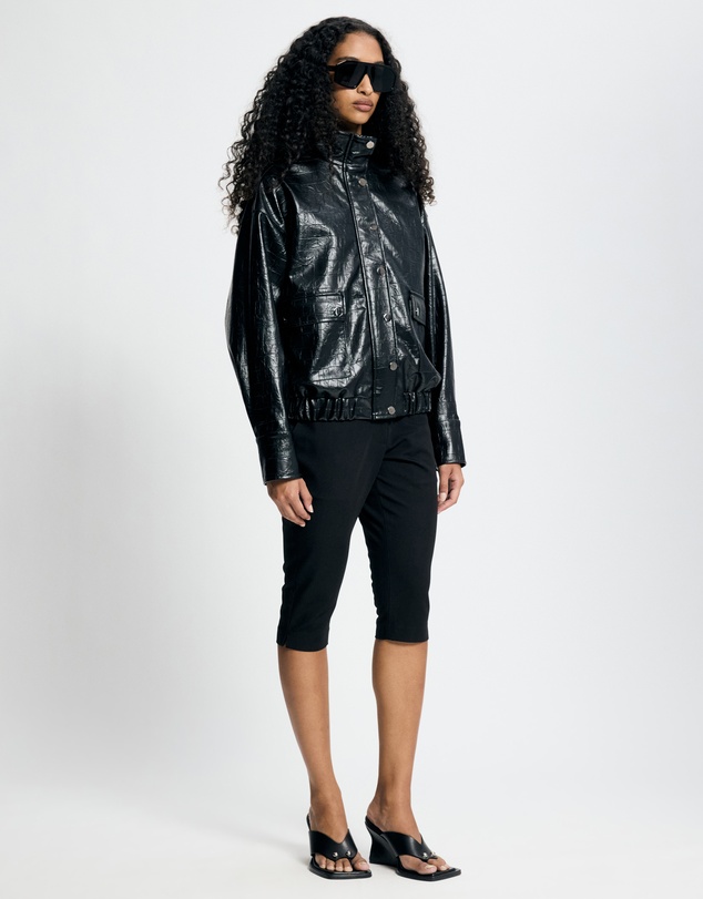 Lover - Lenore Funnel Croc Leather Look Bomber