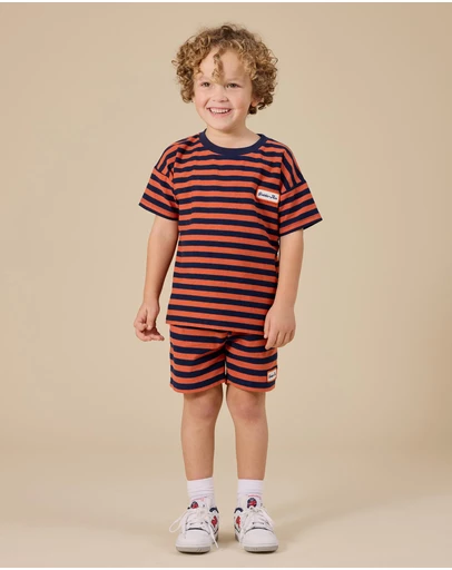 Goldie + Ace - Reverse Stripe Noah Shorts - ICONIC EXCLUSIVE - Babies-Kids