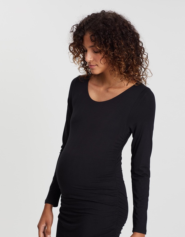 Angel Maternity - Maternity Bamboo Bodycon Long Sleeve Dress