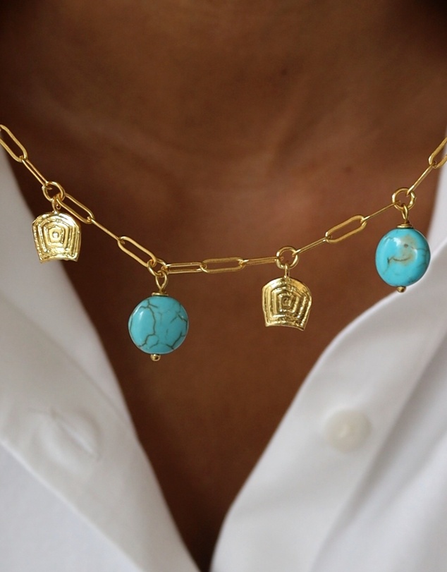 Ottoman Hands - Amore Turquoise Charm Chain Necklace