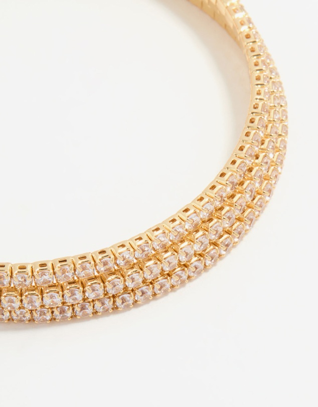 Lovisa - Gold Plated Diamante Triple Cupchain Wrist Cuff