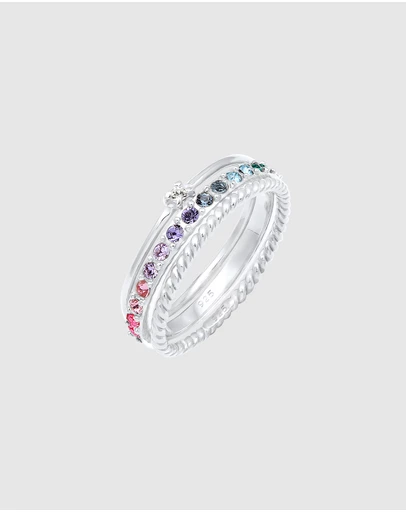 Elli Jewelry - Crystal Ring Set in 925 Silver
