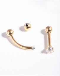 Lovisa - Gold Diamante Surgical Steel Cartilage Earring Pack