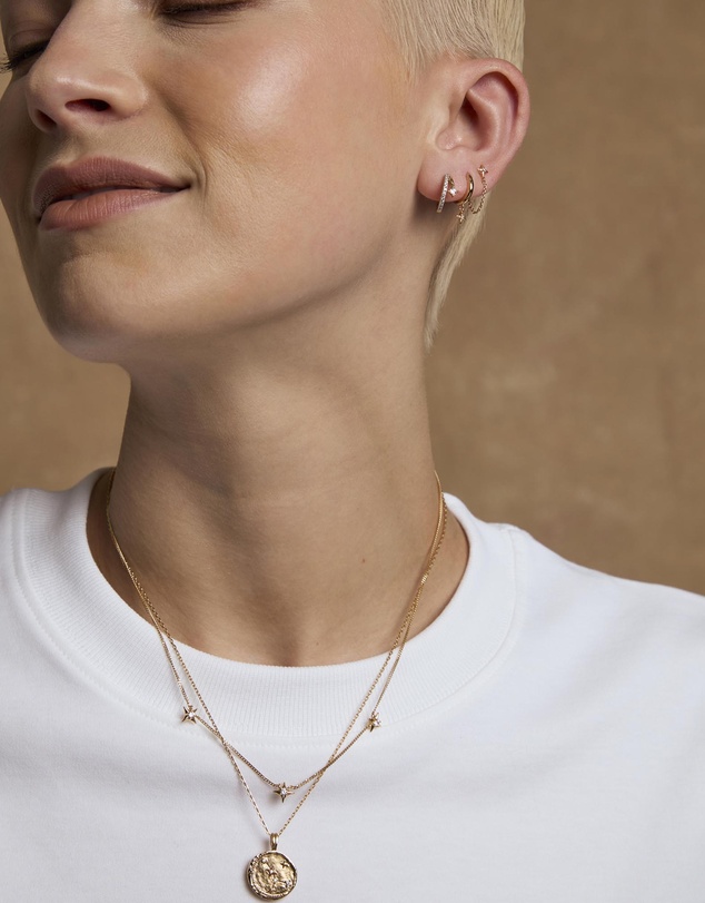 Astrid & Miyu - Zodiac Crystal Pendant 18ct Gold Plated Necklace - Aquarius