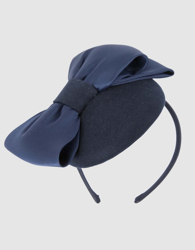 Max Alexander - Felt Navy Winter Pillbox Fascinator with Bow
