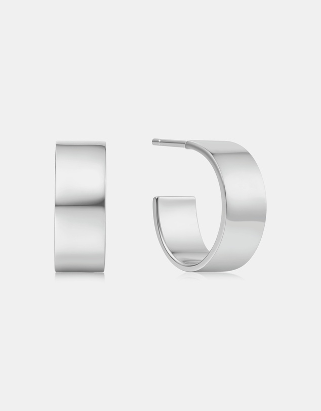 Ania Haie - Silver Flat Medium Hoop Earrings