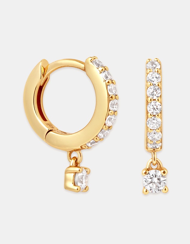Astrid & Miyu - Crystal Charm 18Ct Huggies