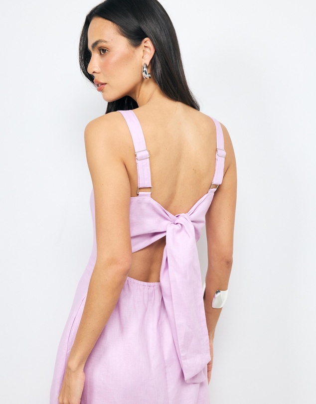 AERE - Lea Tie Back Linen Maxi Dress